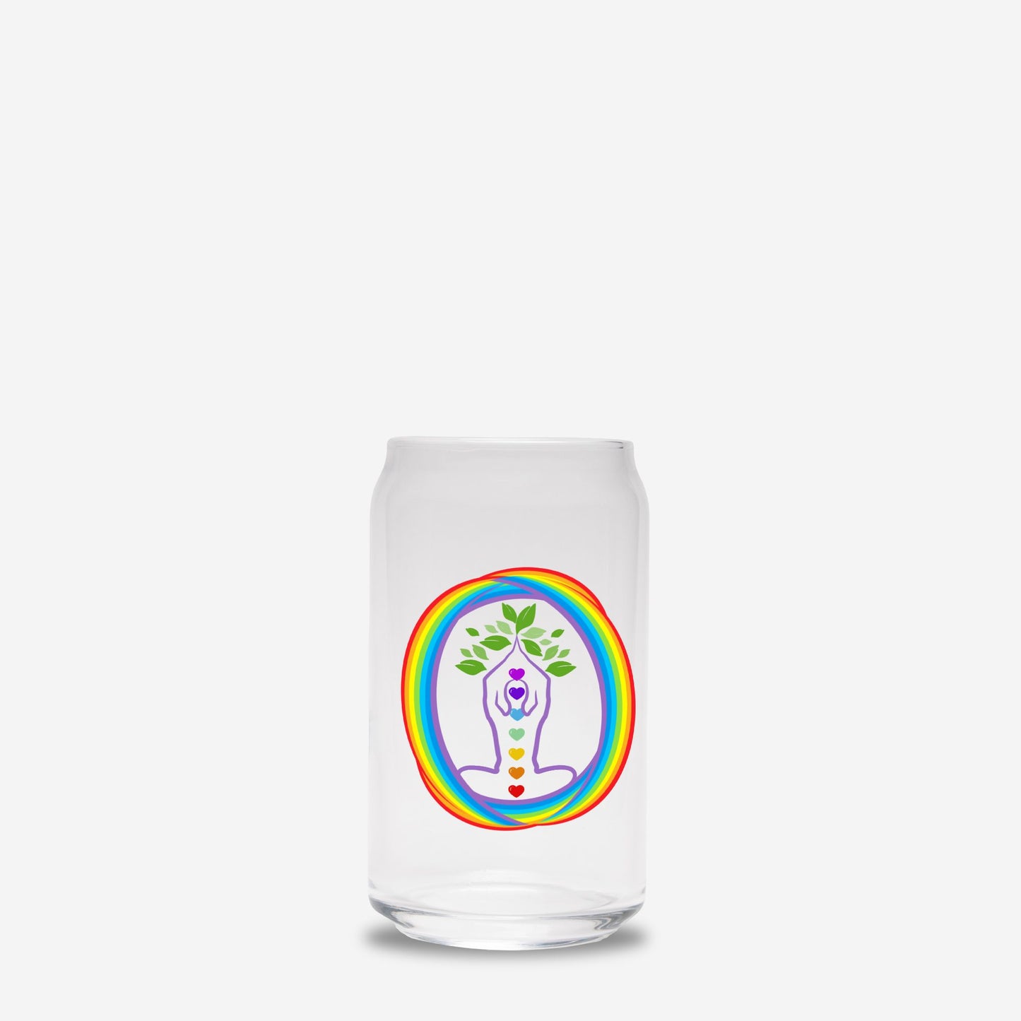 Chakra Glass Can with Straw & Lid – 16 oz