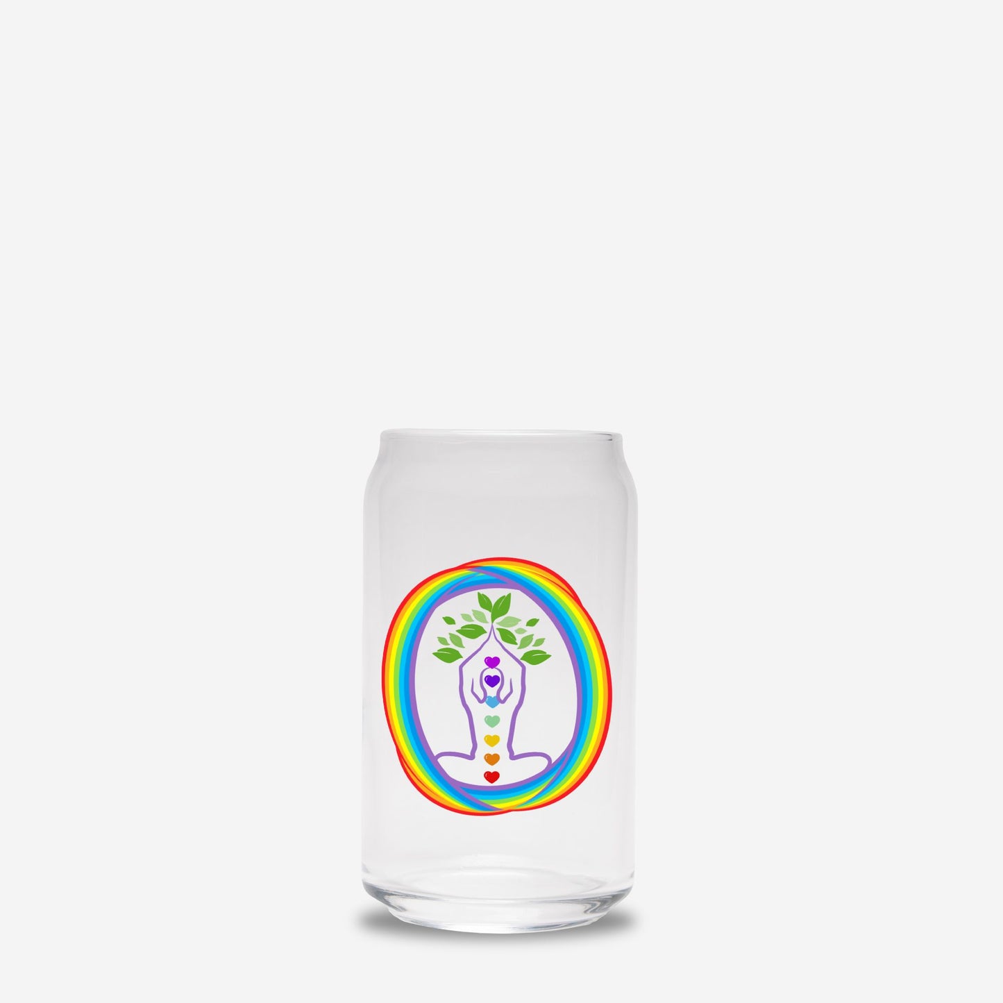 Chakra Glass Can with Straw & Lid – 16 oz